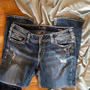 Silver jeans size 32 x 23   blue denim pants jeans womens suki capri capris